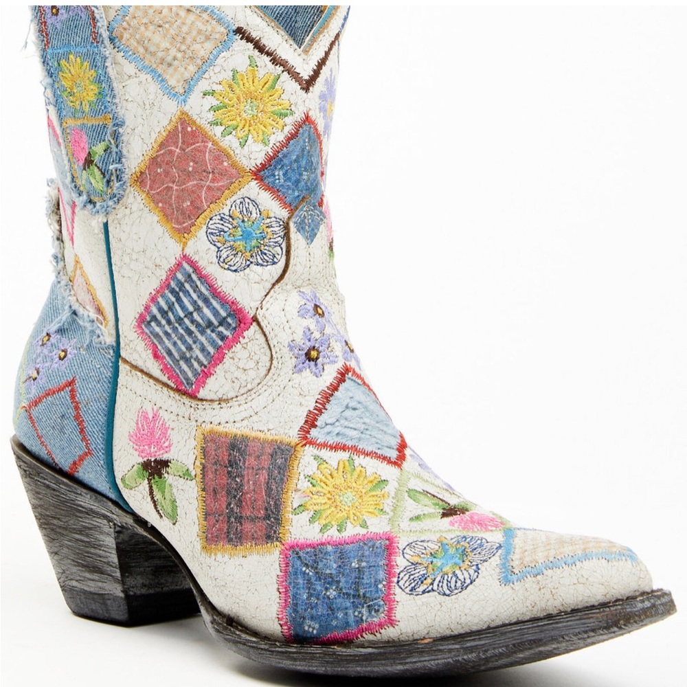 🤠YIPPEE KI YAY by OLD GRINGO Cowhide Leather Embroidered Patchwork Pointed Toe - Picture 2 of 9